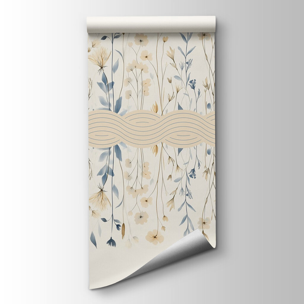 Floral pattern with blue and white flowers