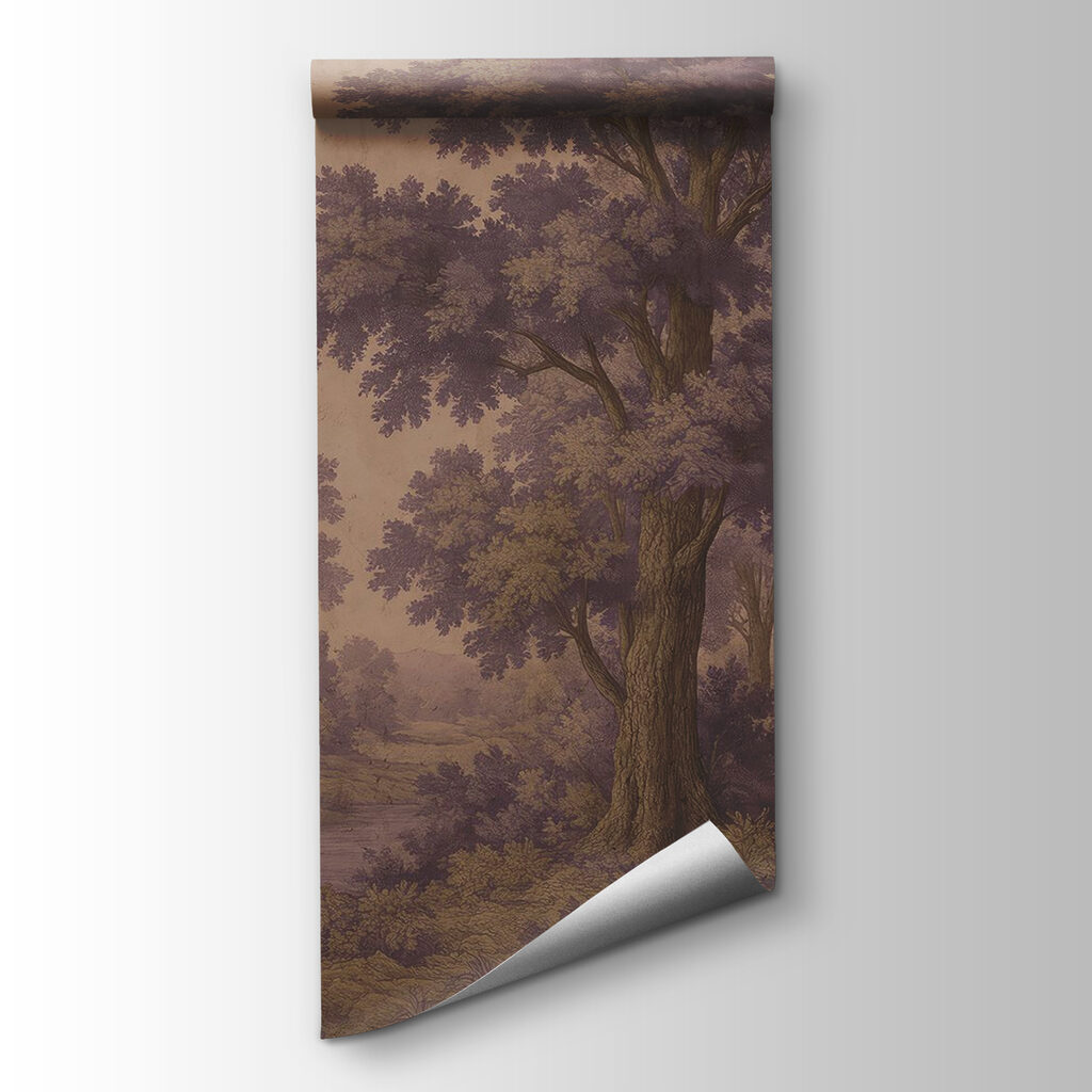 Painting of trees and a river