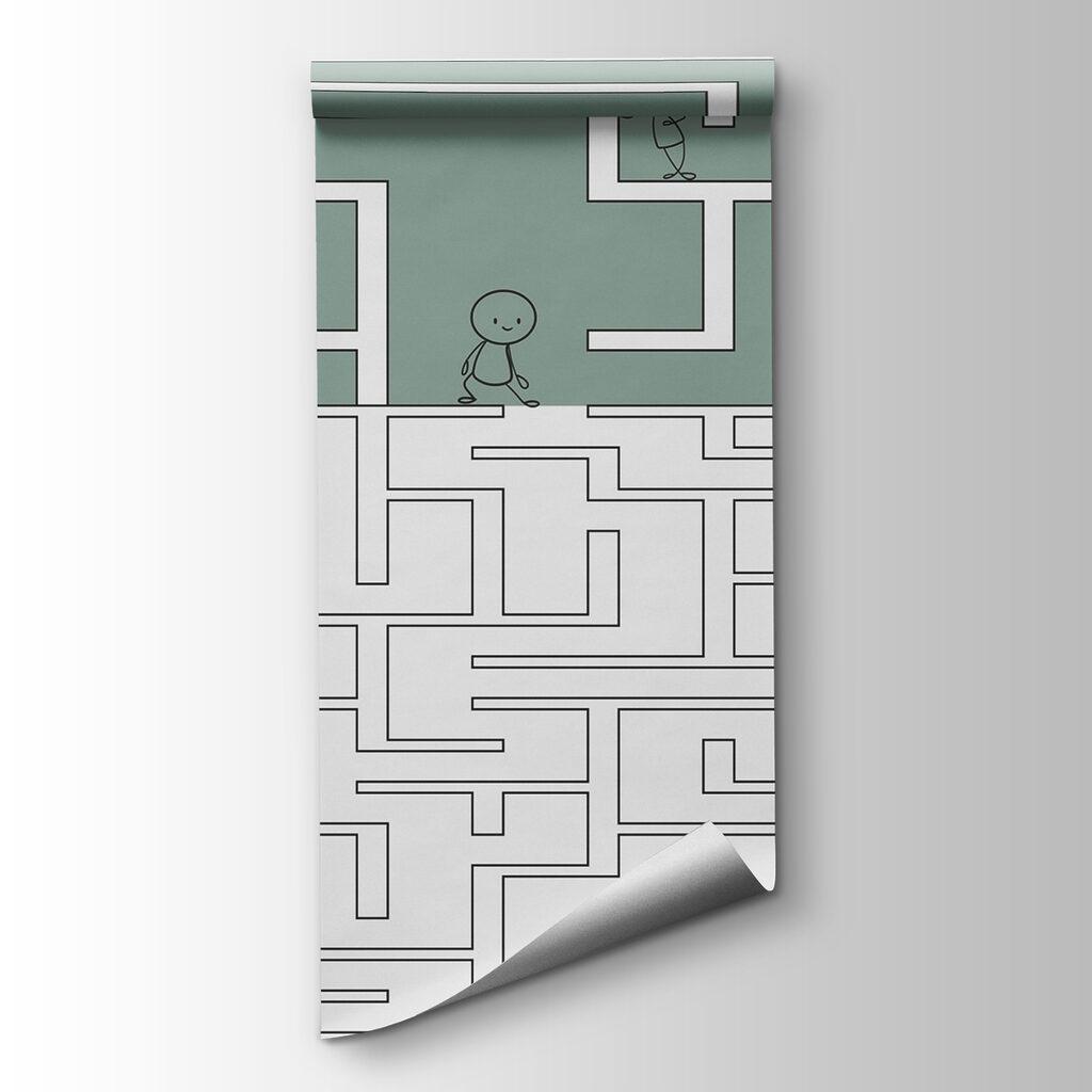 Maze game with cartoon people walking through the maze Maze game with cartoon people walking through the maze