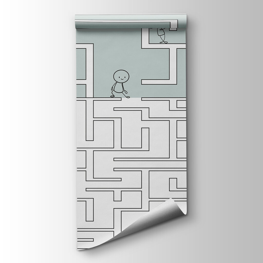 Maze with people walking through the maze Maze with people walking through the maze