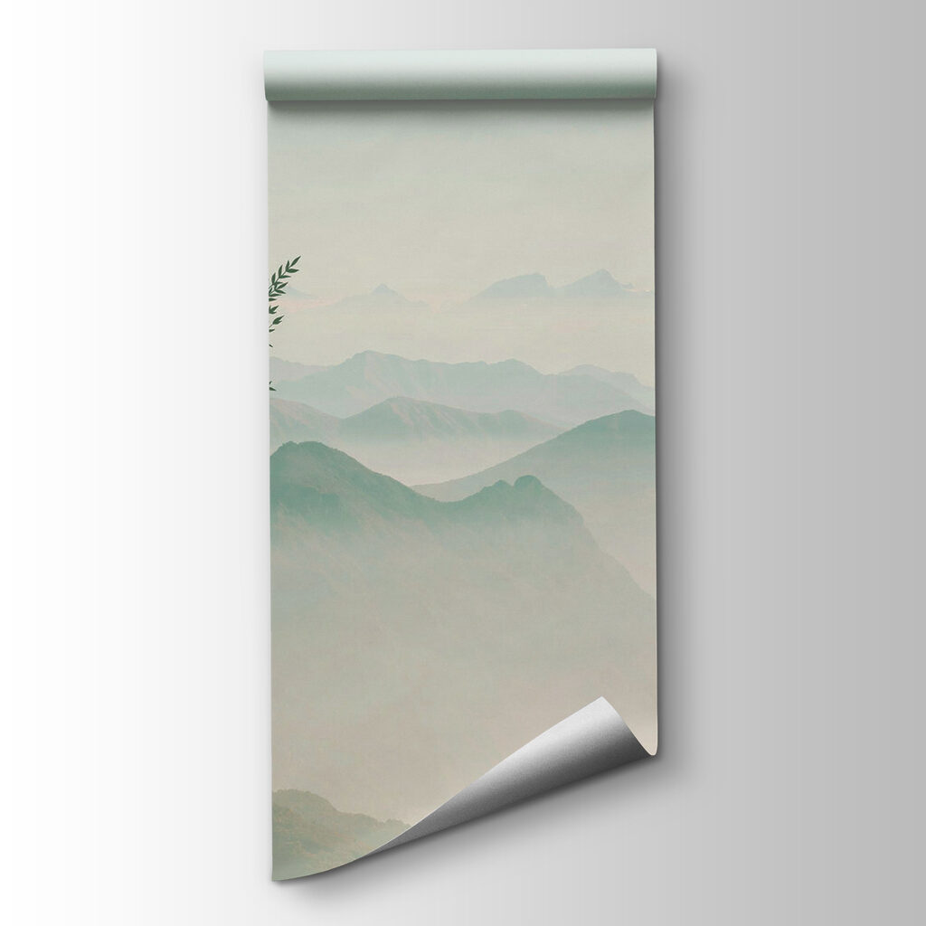 A landscape with mountains and trees A landscape with mountains and trees