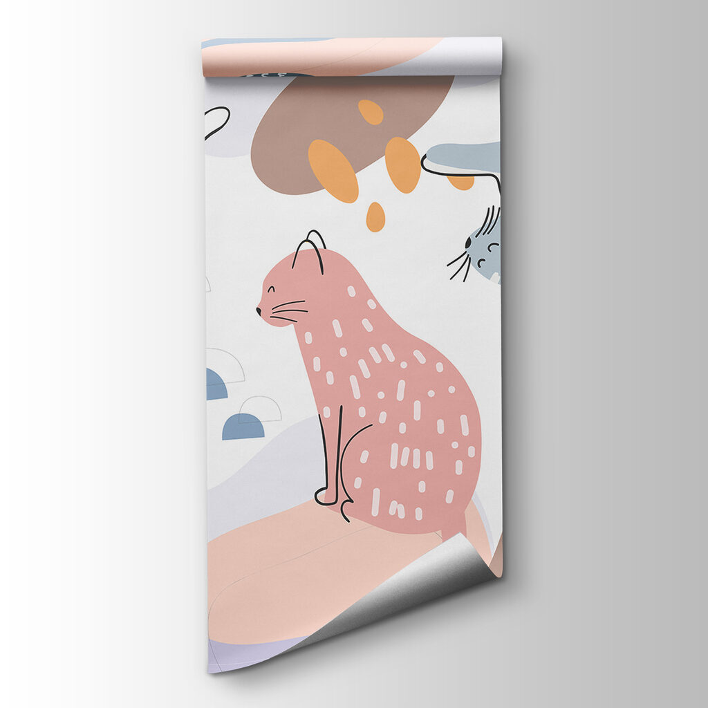 Group of cats on a colorful background