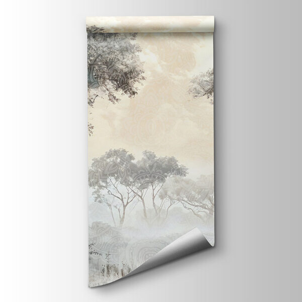 Foggy landscape with trees and plants Foggy landscape with trees and plants