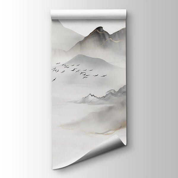 Birds flying in the clouds