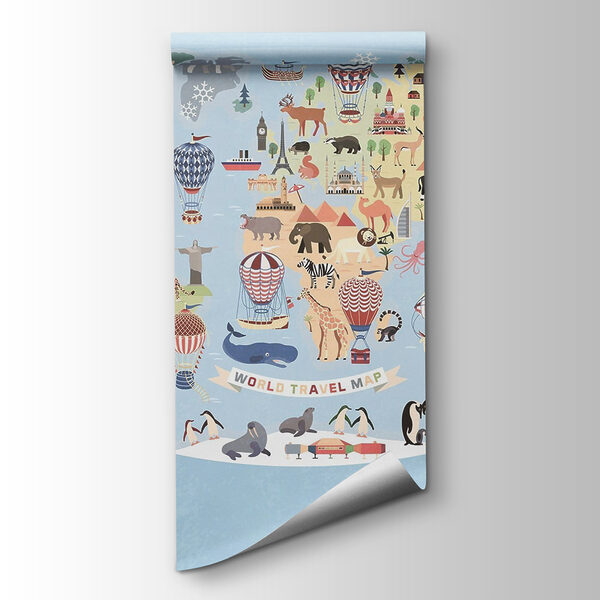 Map of the world with animals Map of the world with animals