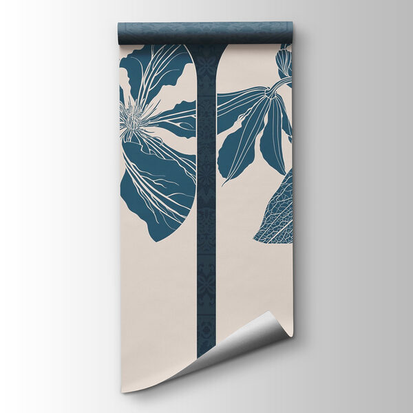 Group of white and blue floral designs Group of white and blue floral designs