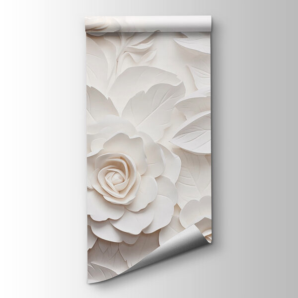 White paper flowers and leaves