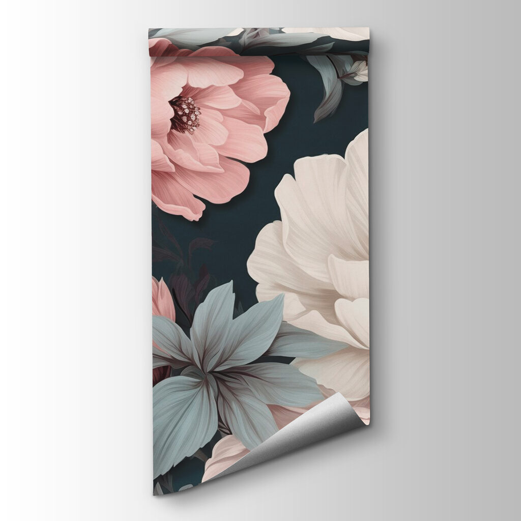 Floral pattern with white and pink flowers