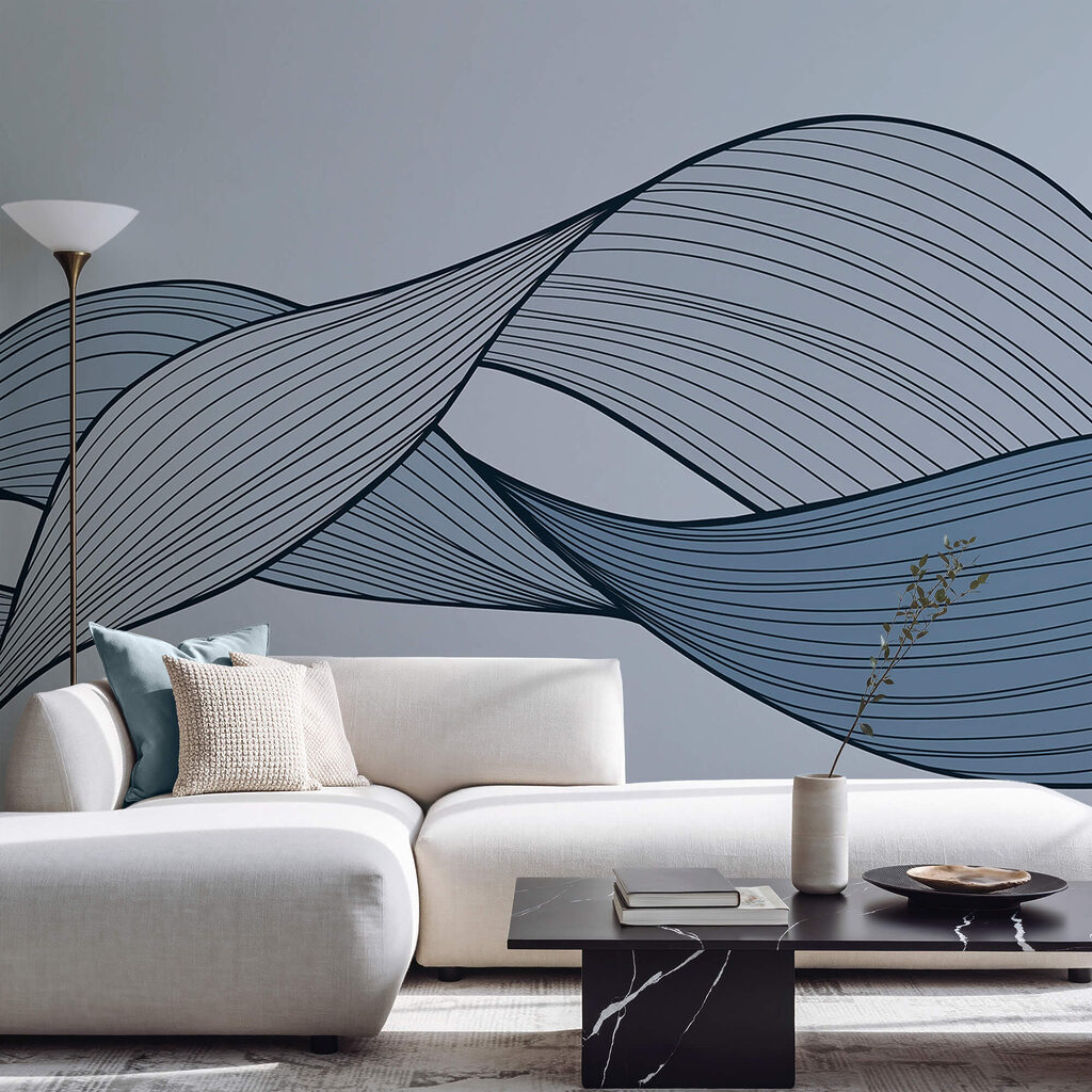 Blaue und schwarze Wellenlinien