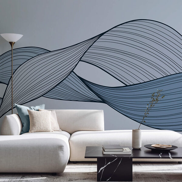 Blaue und schwarze Wellenlinien