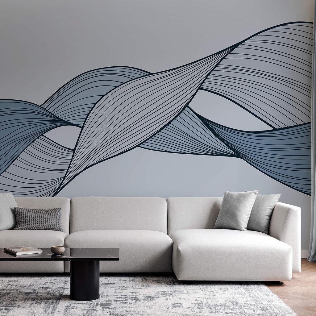 Blaue und schwarze Wellenlinien