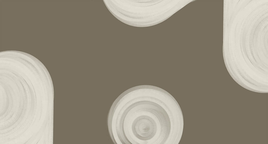 White swirly object on a brown background