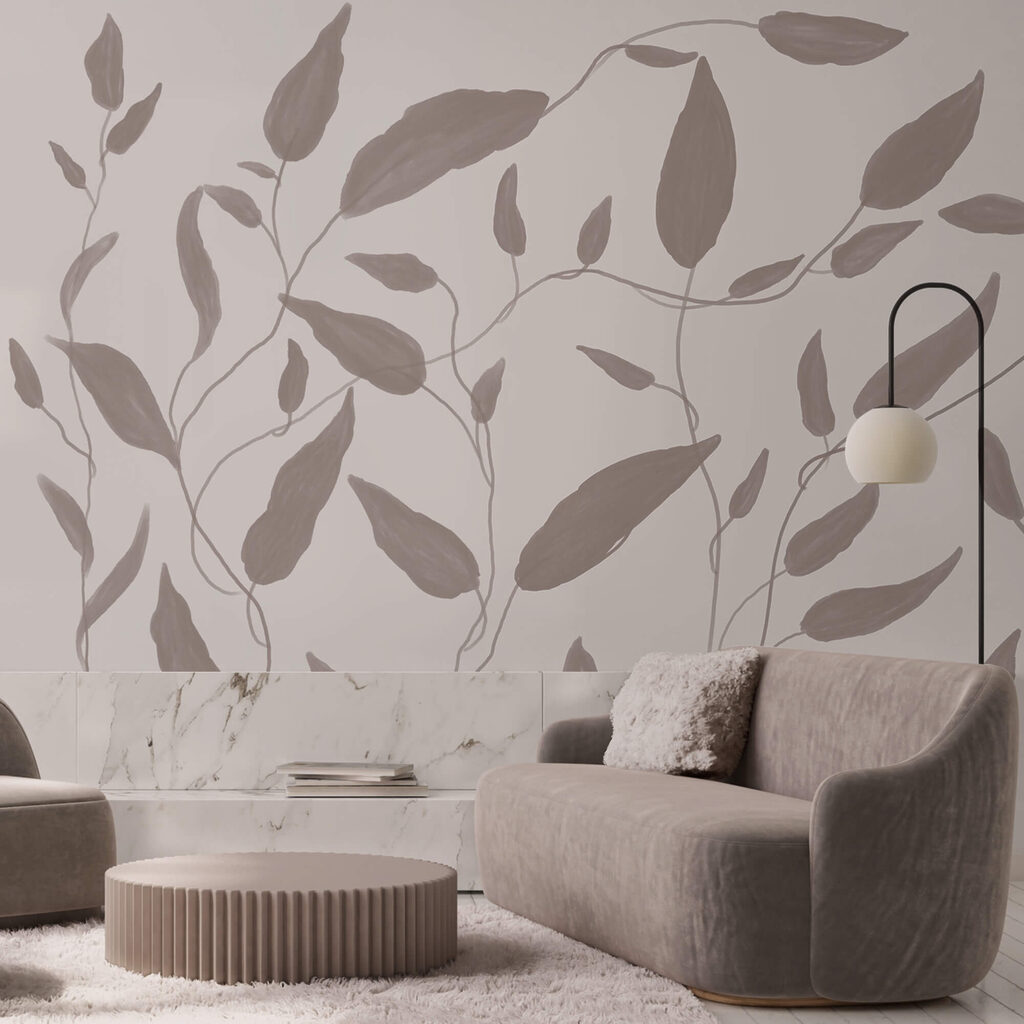 Zeichnung von Blättern auf weißem Hintergrund