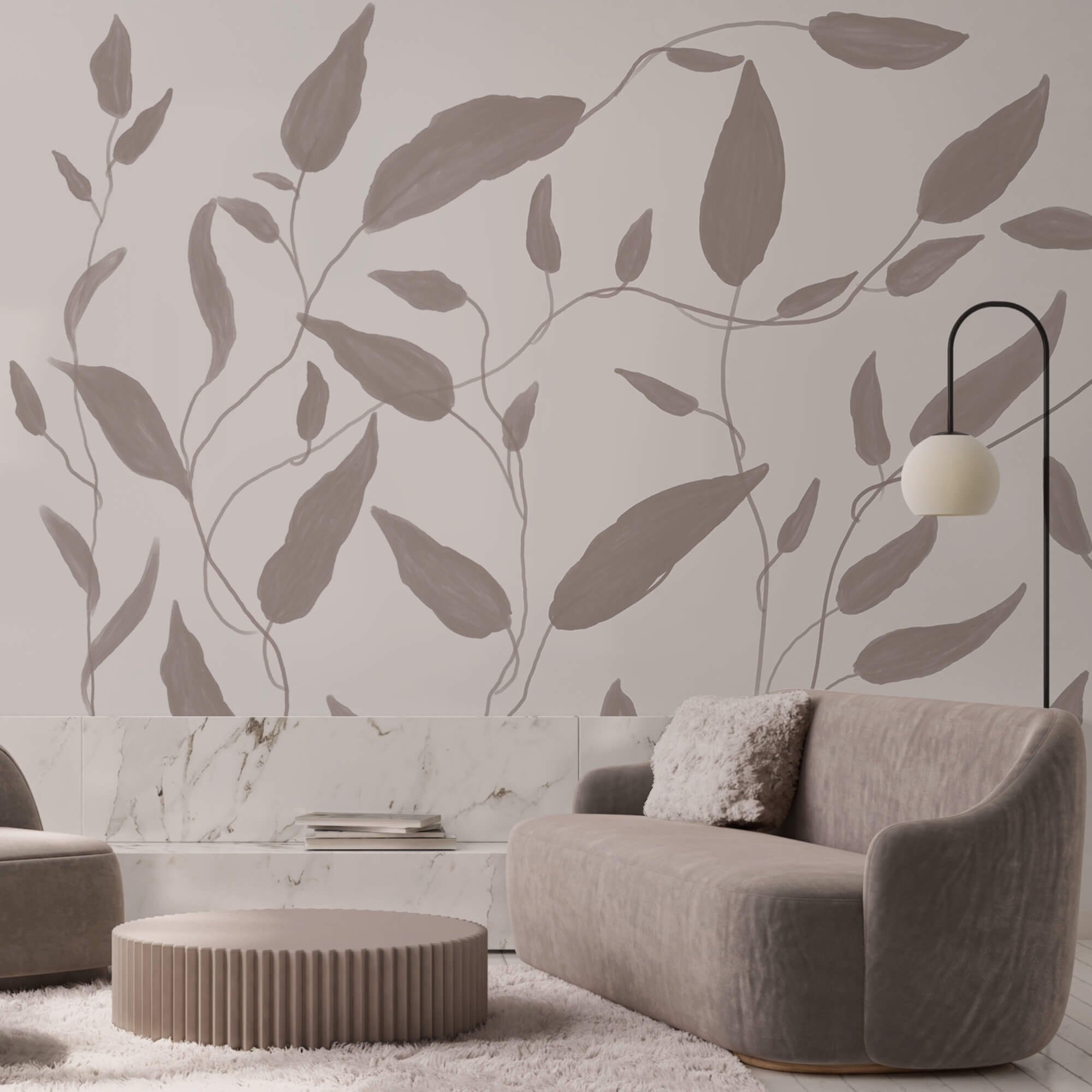 Zeichnung von Blättern auf weißem Hintergrund