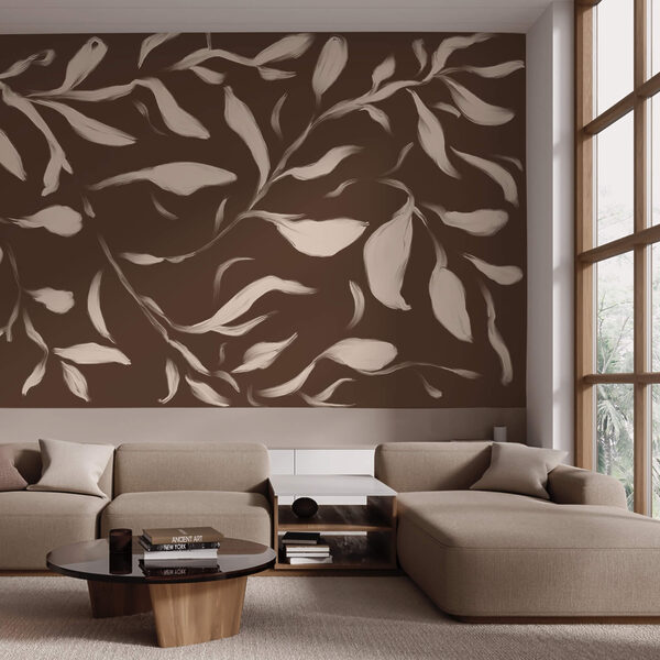 - Flüsternde Blätter vor braunem Hintergrund