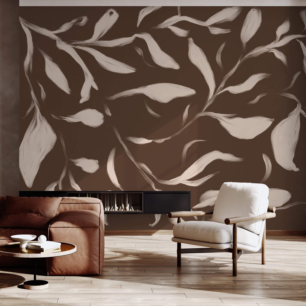 - Flüsternde Blätter vor braunem Hintergrund