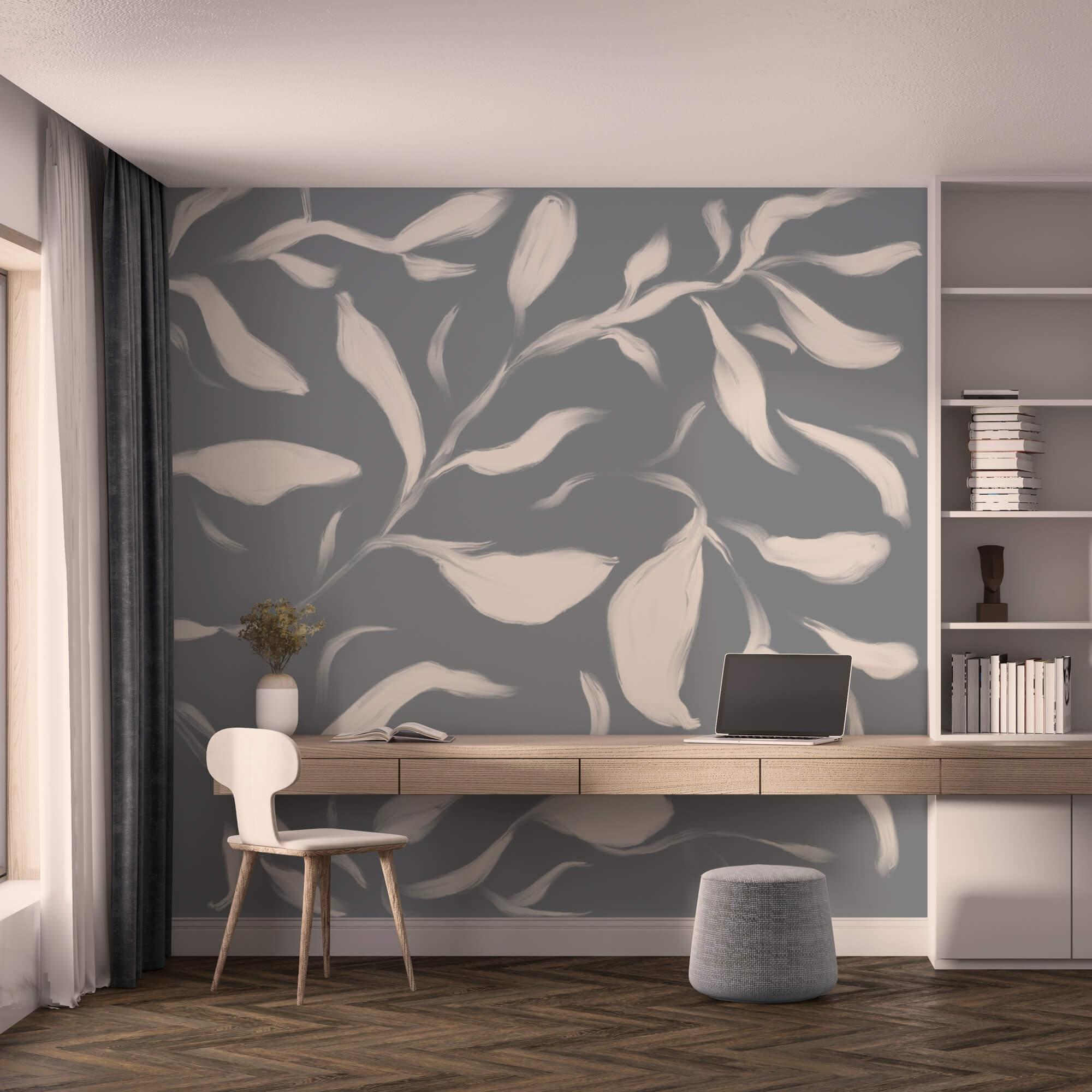 Zarte Blätter auf einem weichen Hintergrund