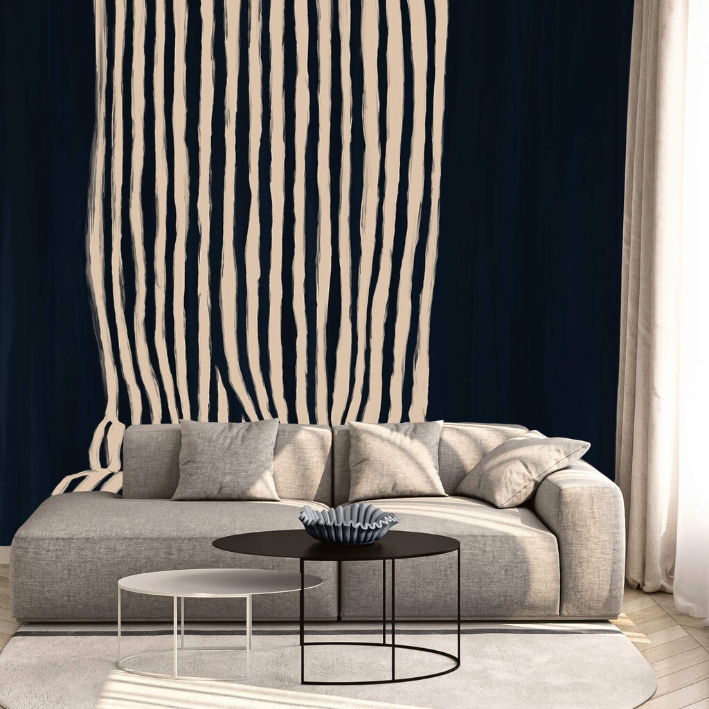 Schwarz-weiß gestreifter Vorhang Schwarz-weiß gestreifter Vorhang