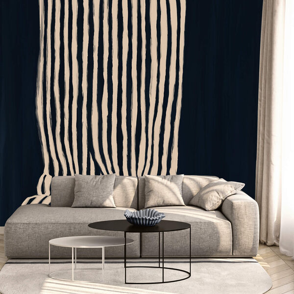 Schwarz-weiß gestreifter Vorhang Schwarz-weiß gestreifter Vorhang