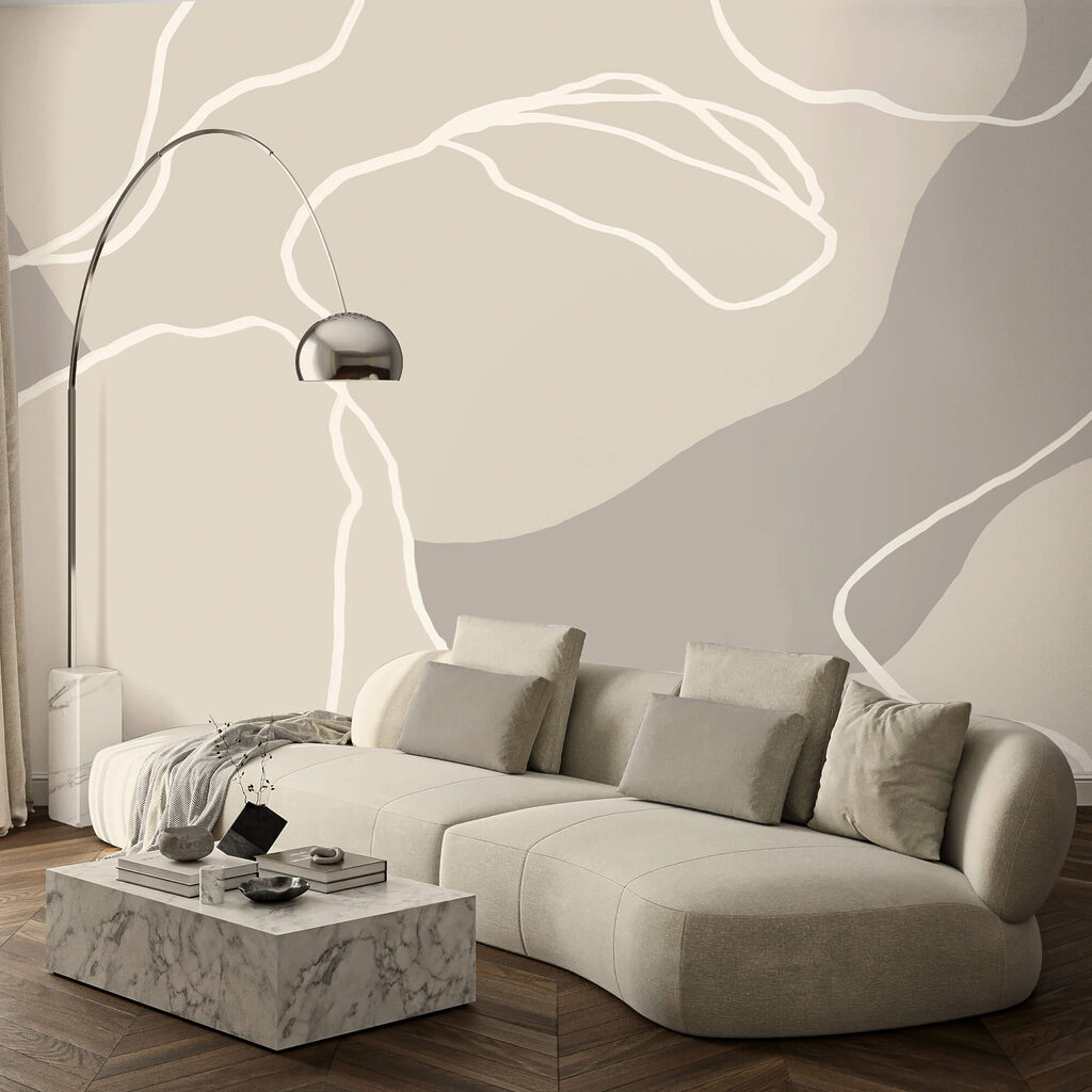 Weiße Linien auf beigem Hintergrund