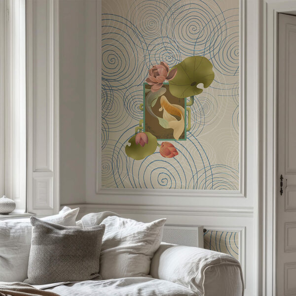 Muster aus Spiralen und Blumen