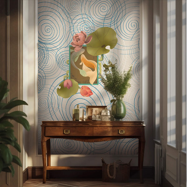 Muster aus Spiralen und Blumen