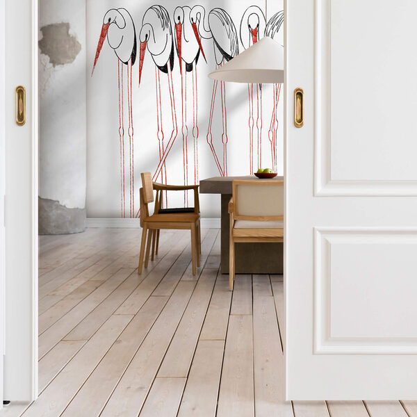 Gruppe von Vögeln mit langen Beinen