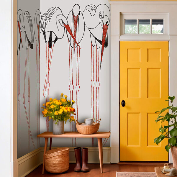 Gruppe von Vögeln mit langen Beinen