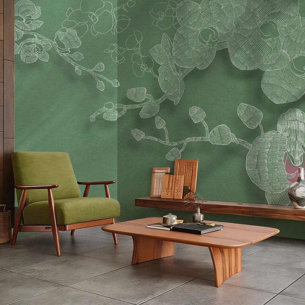 Zarte Orchideen vor grünem Hintergrund Zarte Orchideen vor grünem Hintergrund