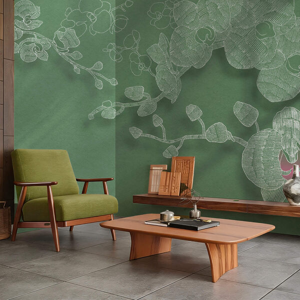 Zarte Orchideen vor grünem Hintergrund Zarte Orchideen vor grünem Hintergrund