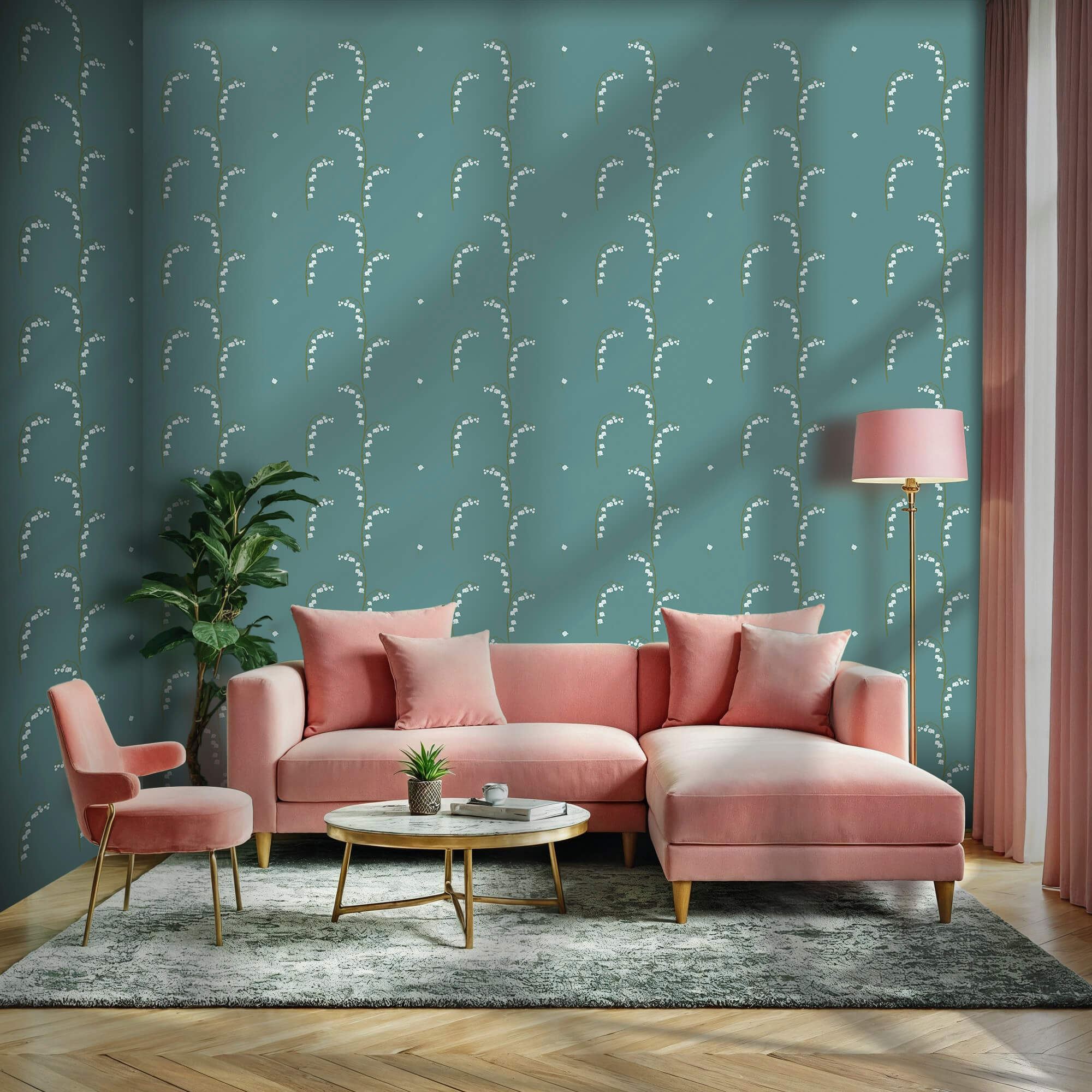 Muster aus weißen Blumen auf blauem Hintergrund