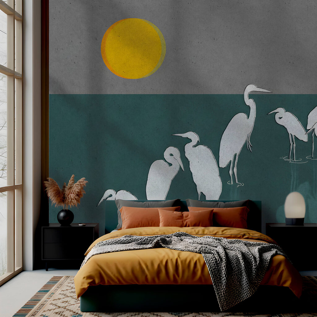 Gruppe von Vögeln, die im Wasser stehen