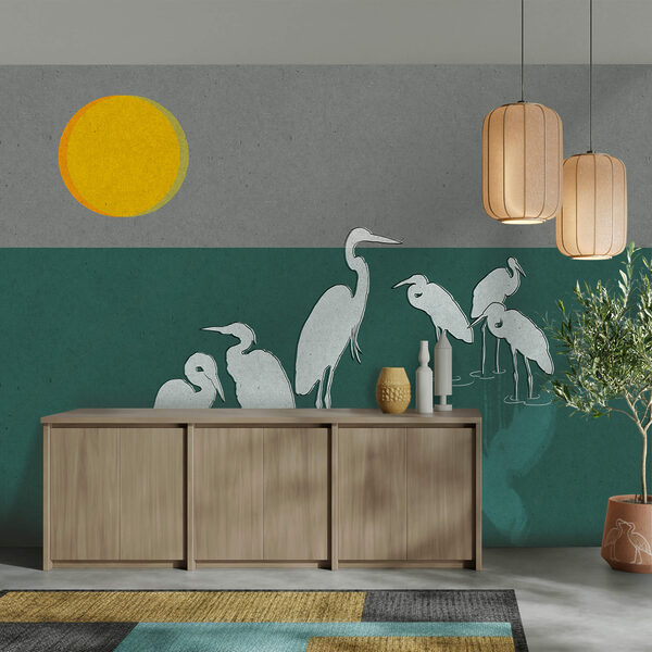 Gruppe von Vögeln, die im Wasser stehen