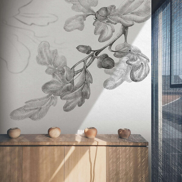 Zeichnung eines Astes mit Blättern