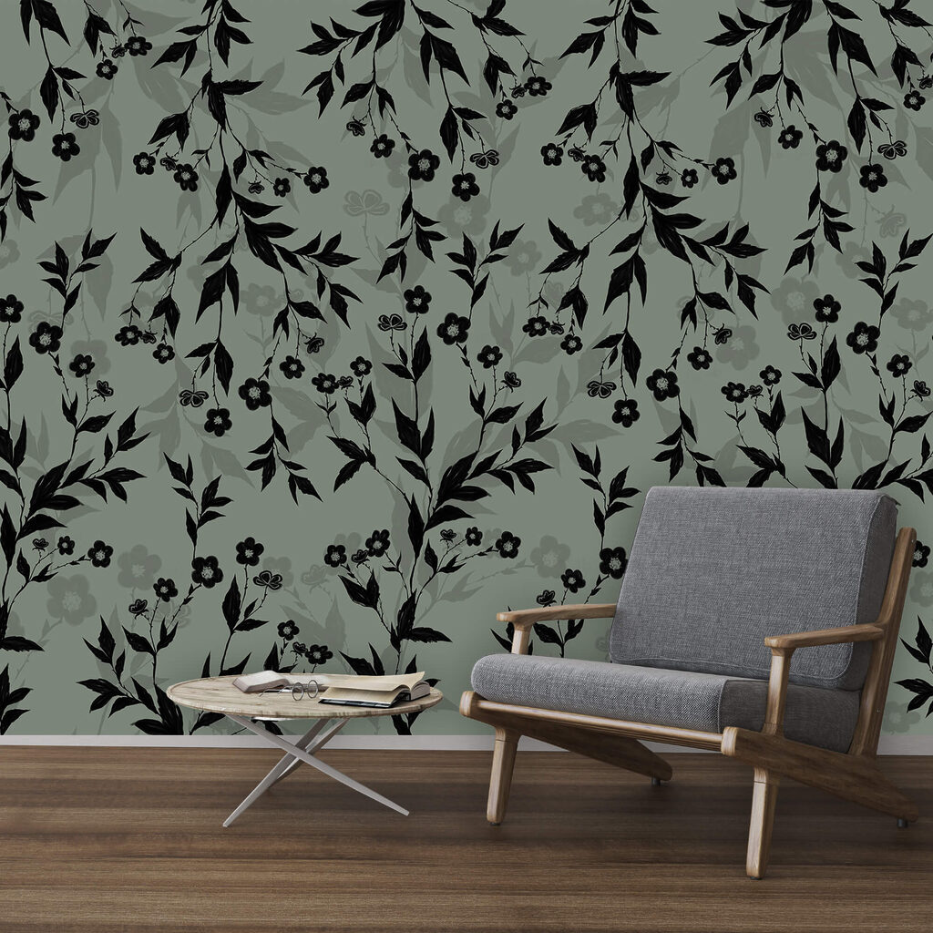 Schwarz-weißes Blumenmuster