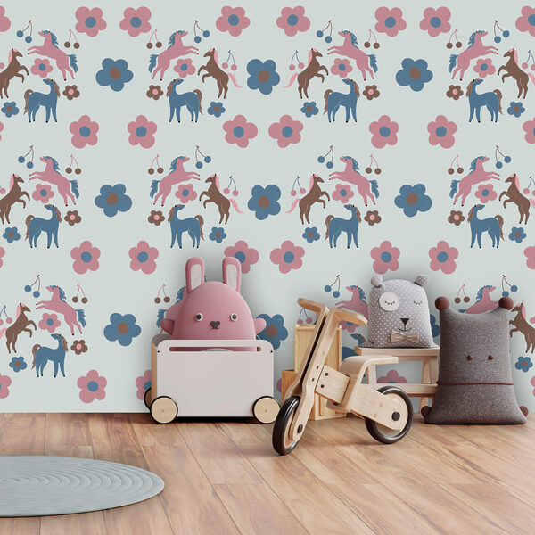 Muster aus Pferden und Blumen