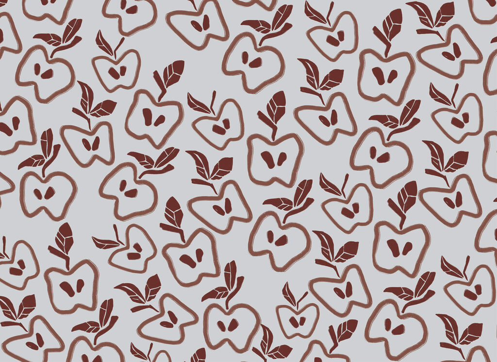 Pattern of apples and leaves