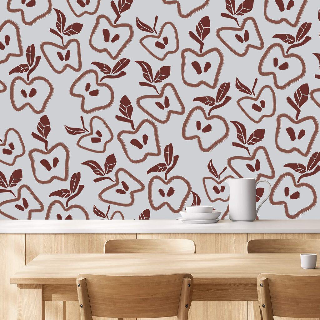 Muster aus Äpfeln und Blättern