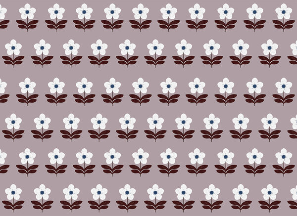 Pattern of white flowers and brown leaves