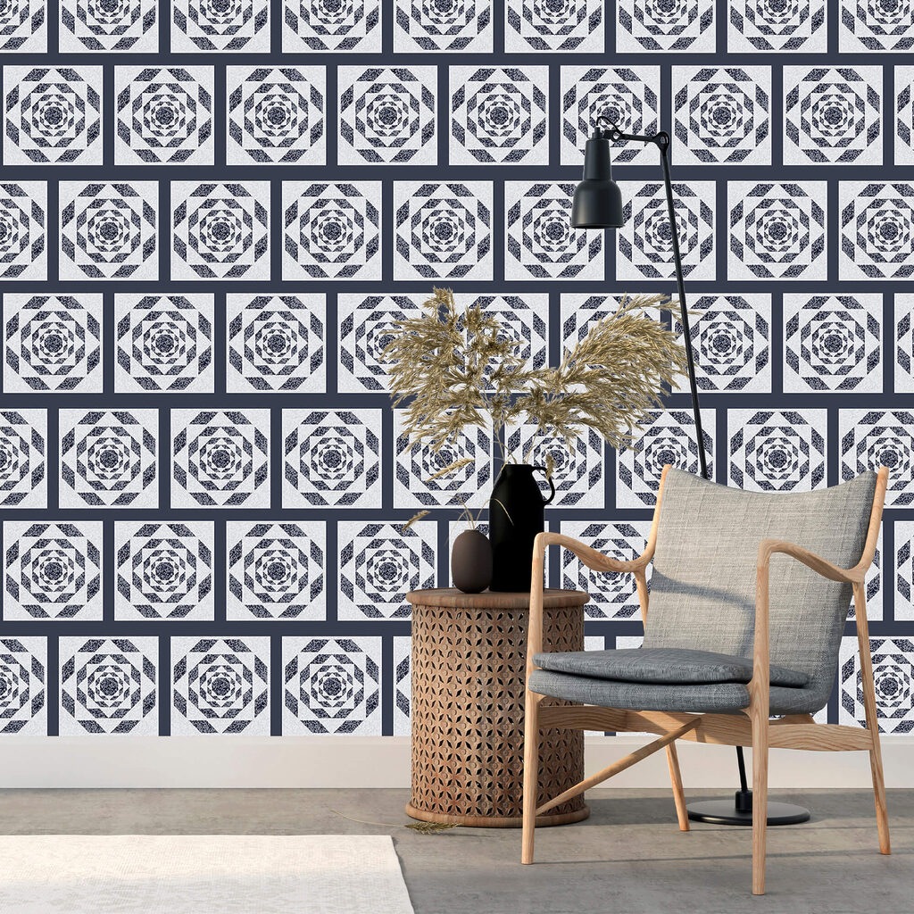 Muster aus Quadraten und Muster einer Blume