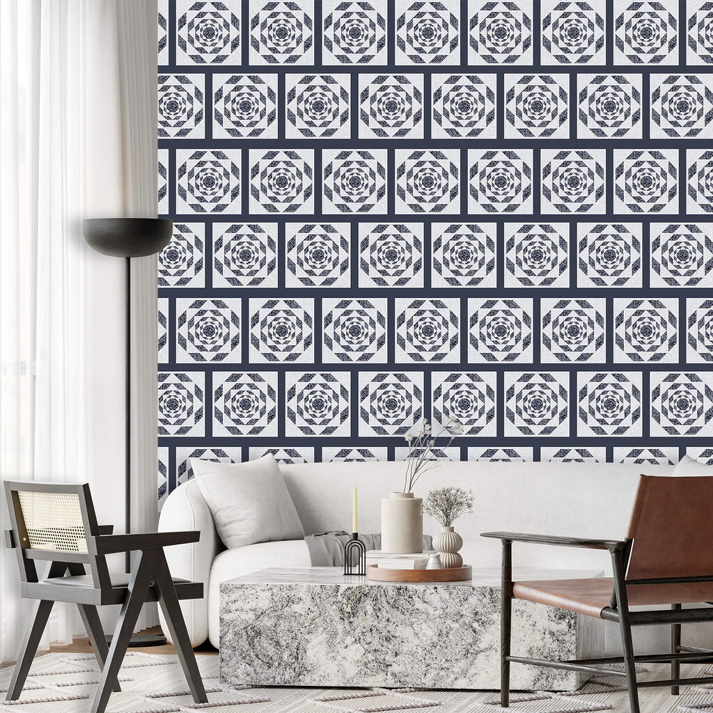 Muster aus Quadraten und Muster einer Blume