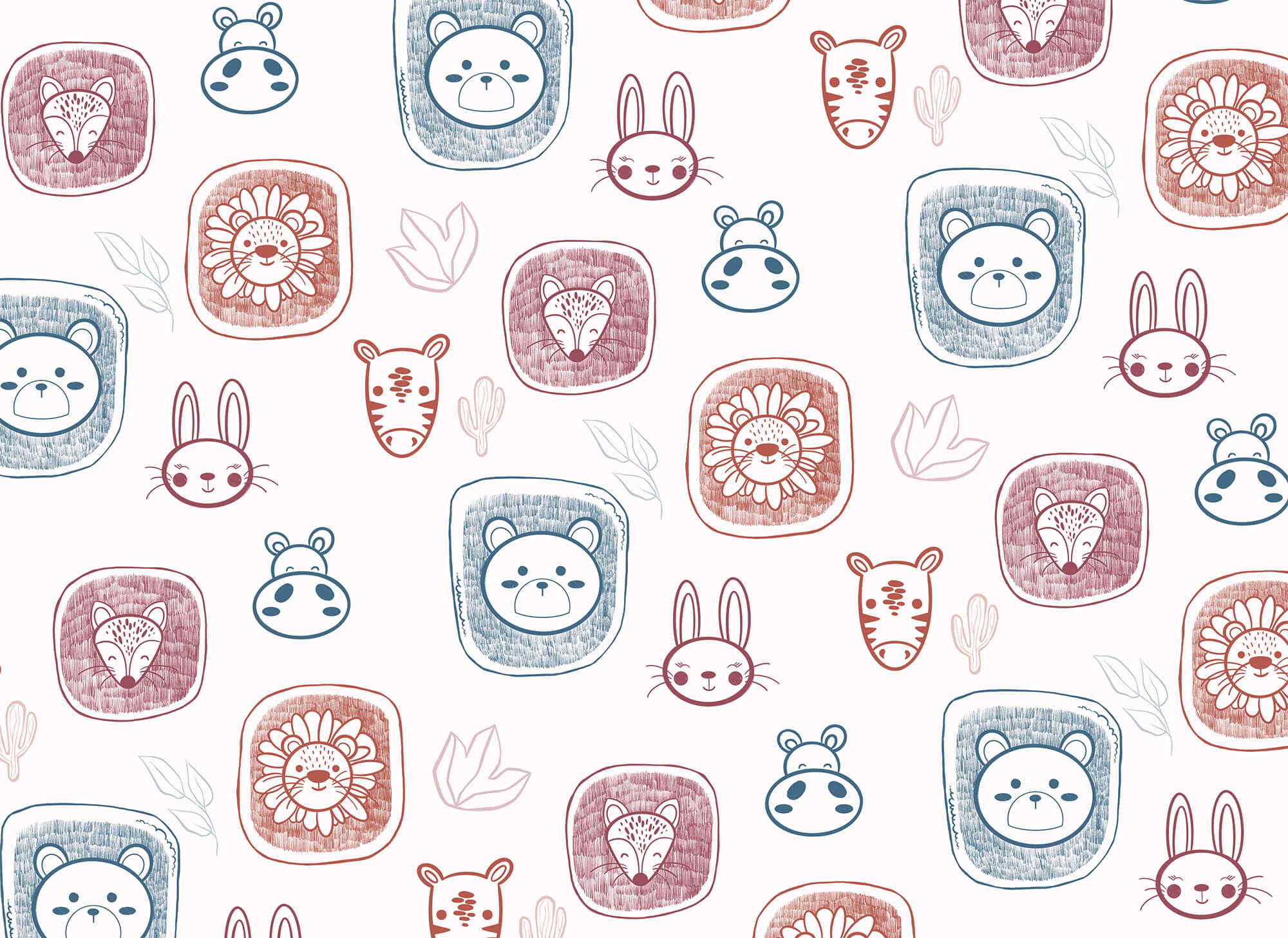 Pattern of animals on a white background