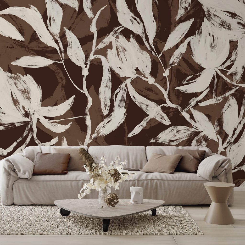 Fließende Blätter in sanften Monochrom-Tönen Fließende Blätter in sanften Monochrom-Tönen