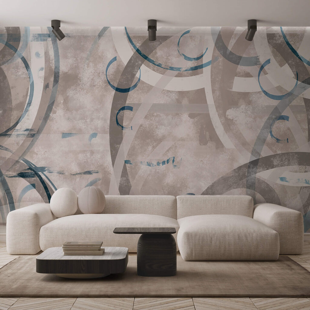 Graue und blaue Wirbel und Kreise