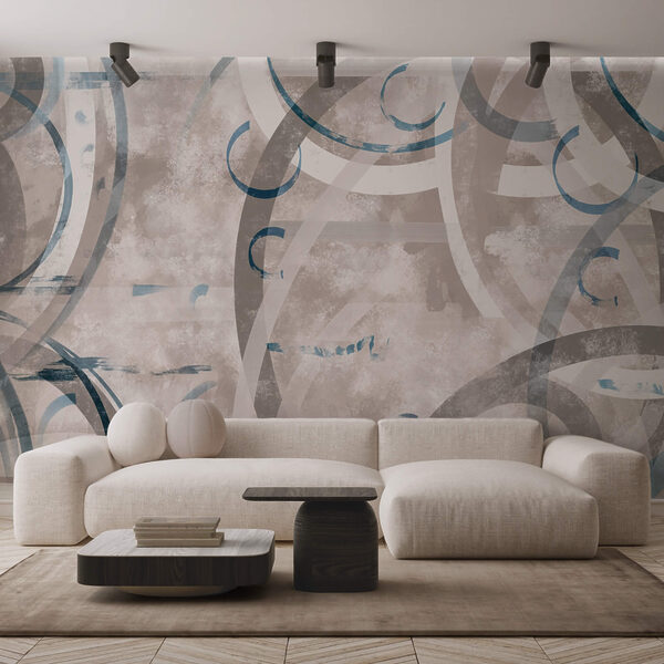 Graue und blaue Wirbel und Kreise