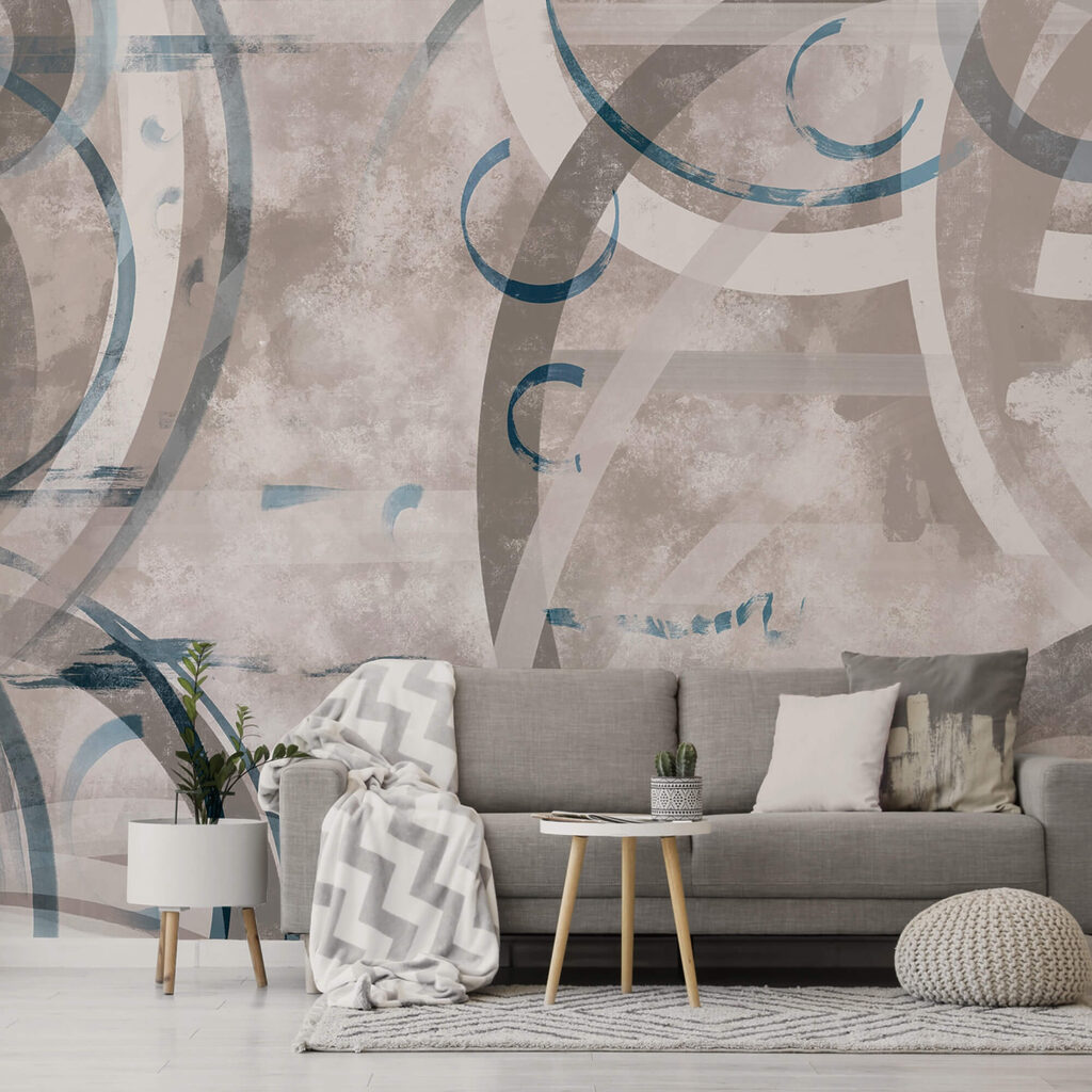 Graue und blaue Wirbel und Kreise