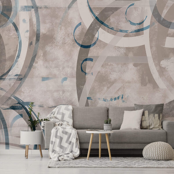 Graue und blaue Wirbel und Kreise