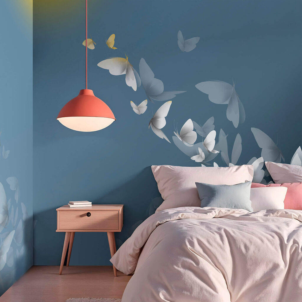 Gruppe von Schmetterlingen, die am Himmel fliegen