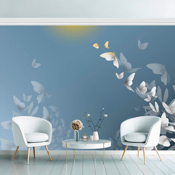 Gruppe von Schmetterlingen, die am Himmel fliegen