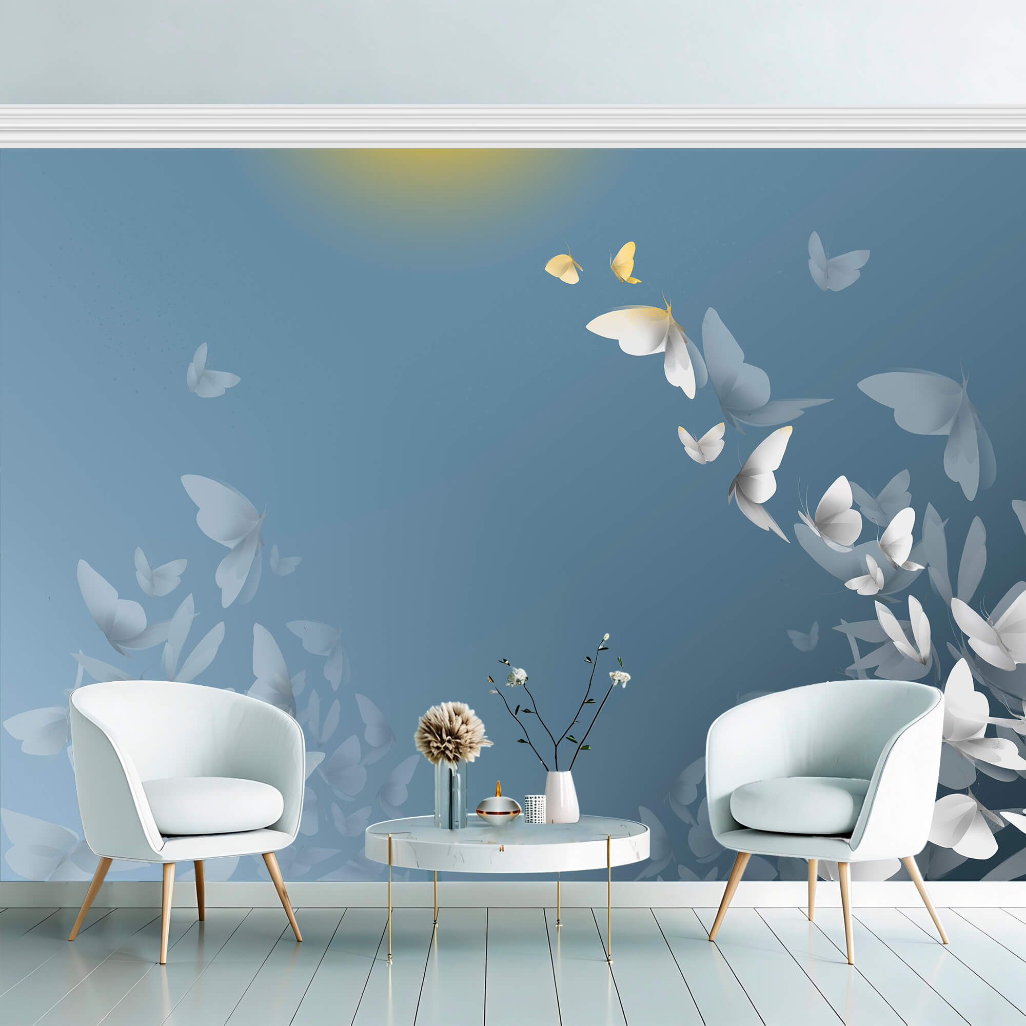 Gruppe von Schmetterlingen, die am Himmel fliegen